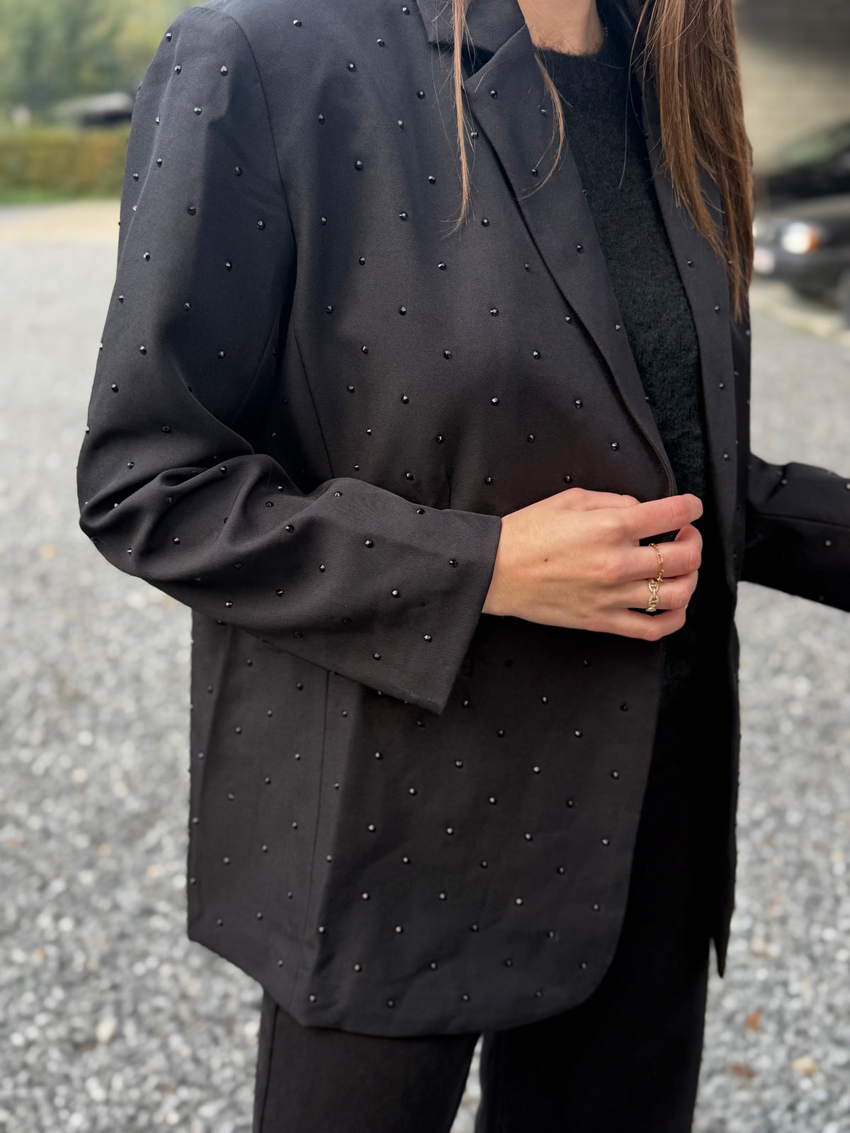 Blazer à strass noir