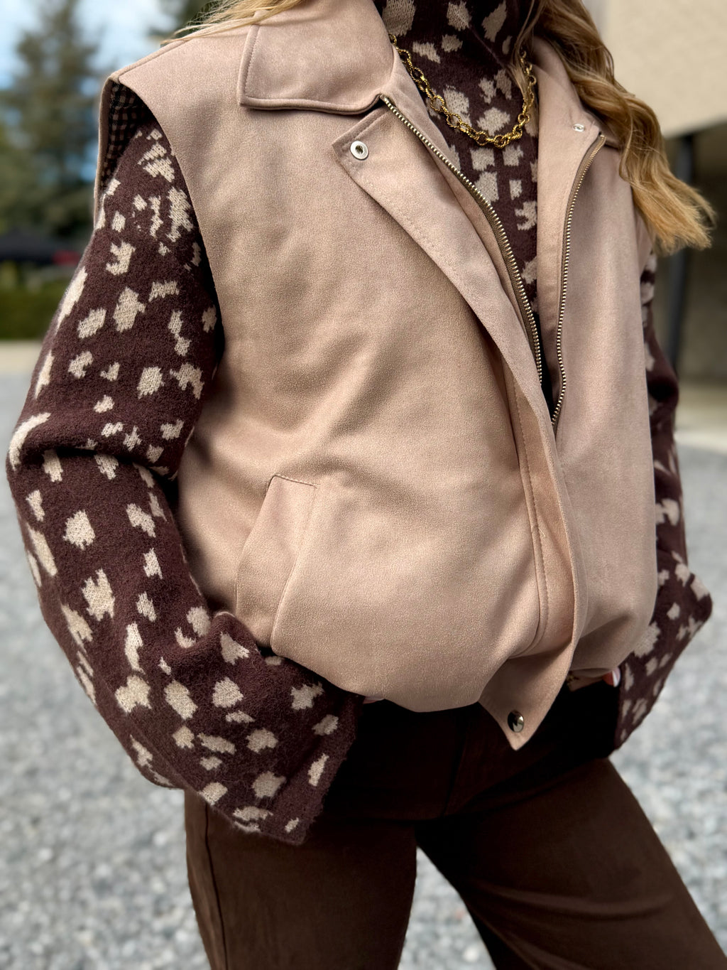 Veste sans manches camel