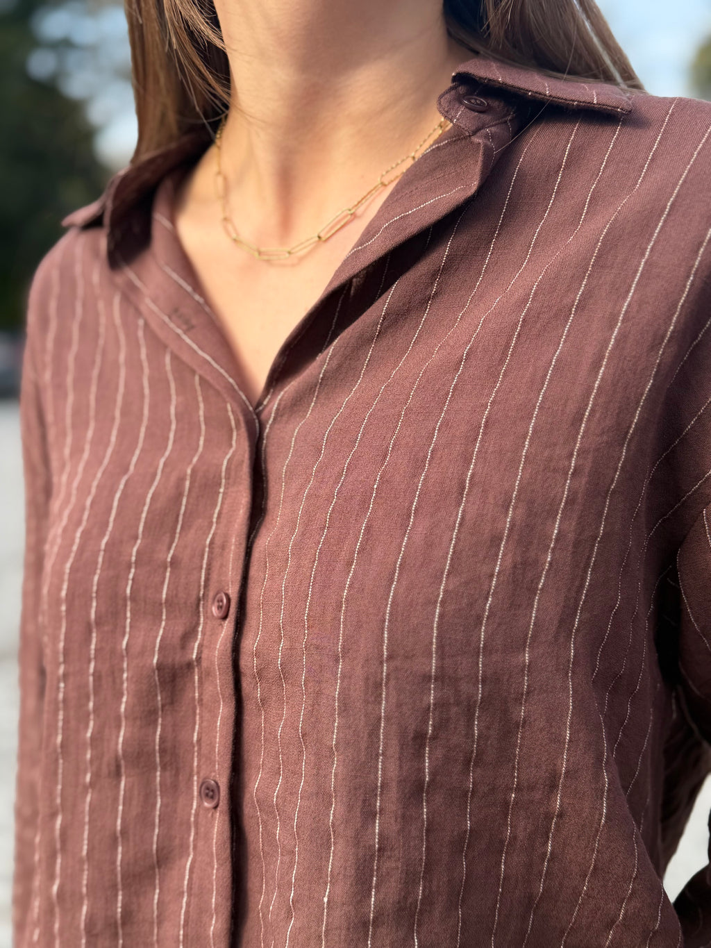 Blouse chocolat rayée