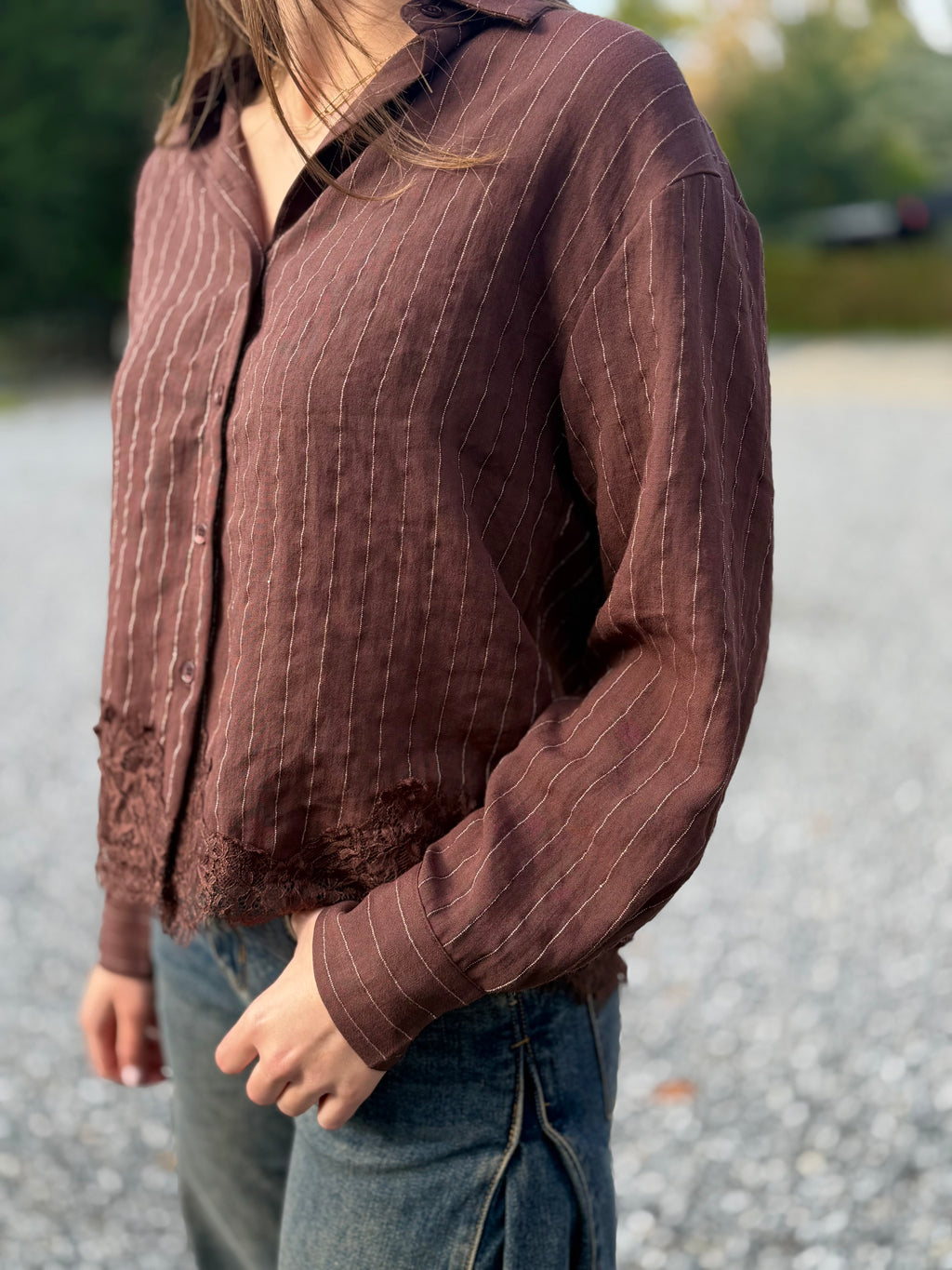 Blouse chocolat rayée