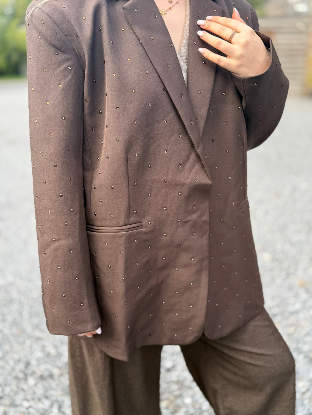 Blazer à strass chocolat