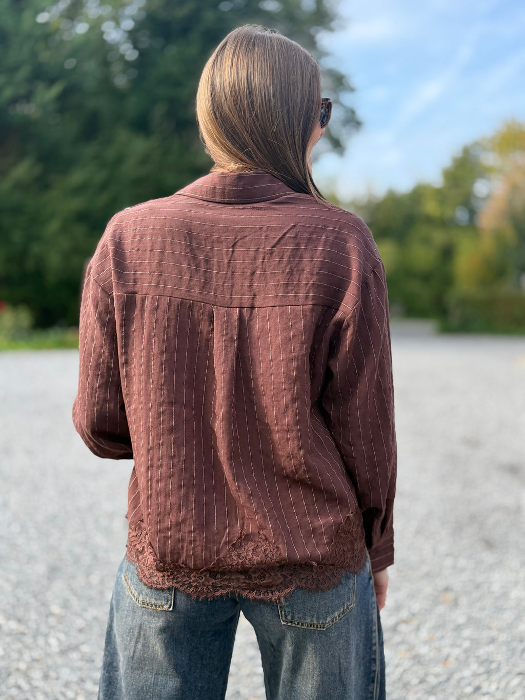 Blouse chocolat rayée