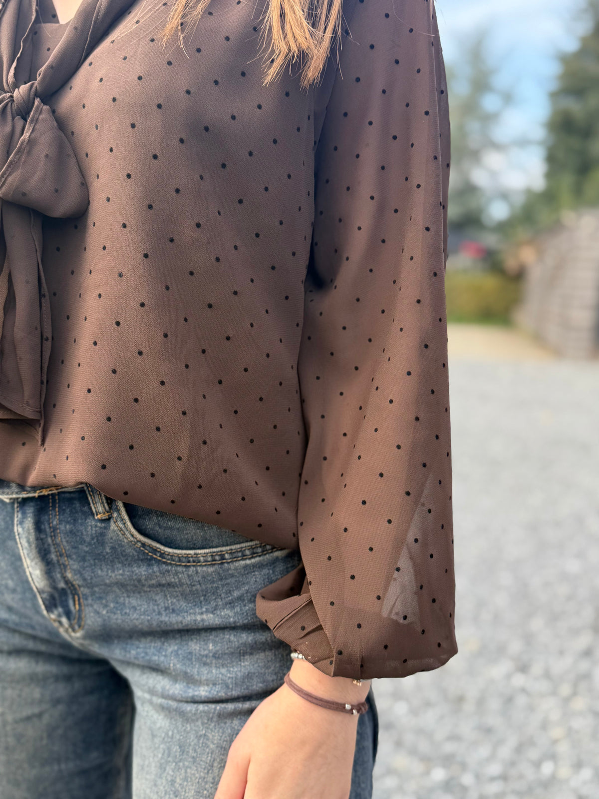 Blouse à pois chocolat