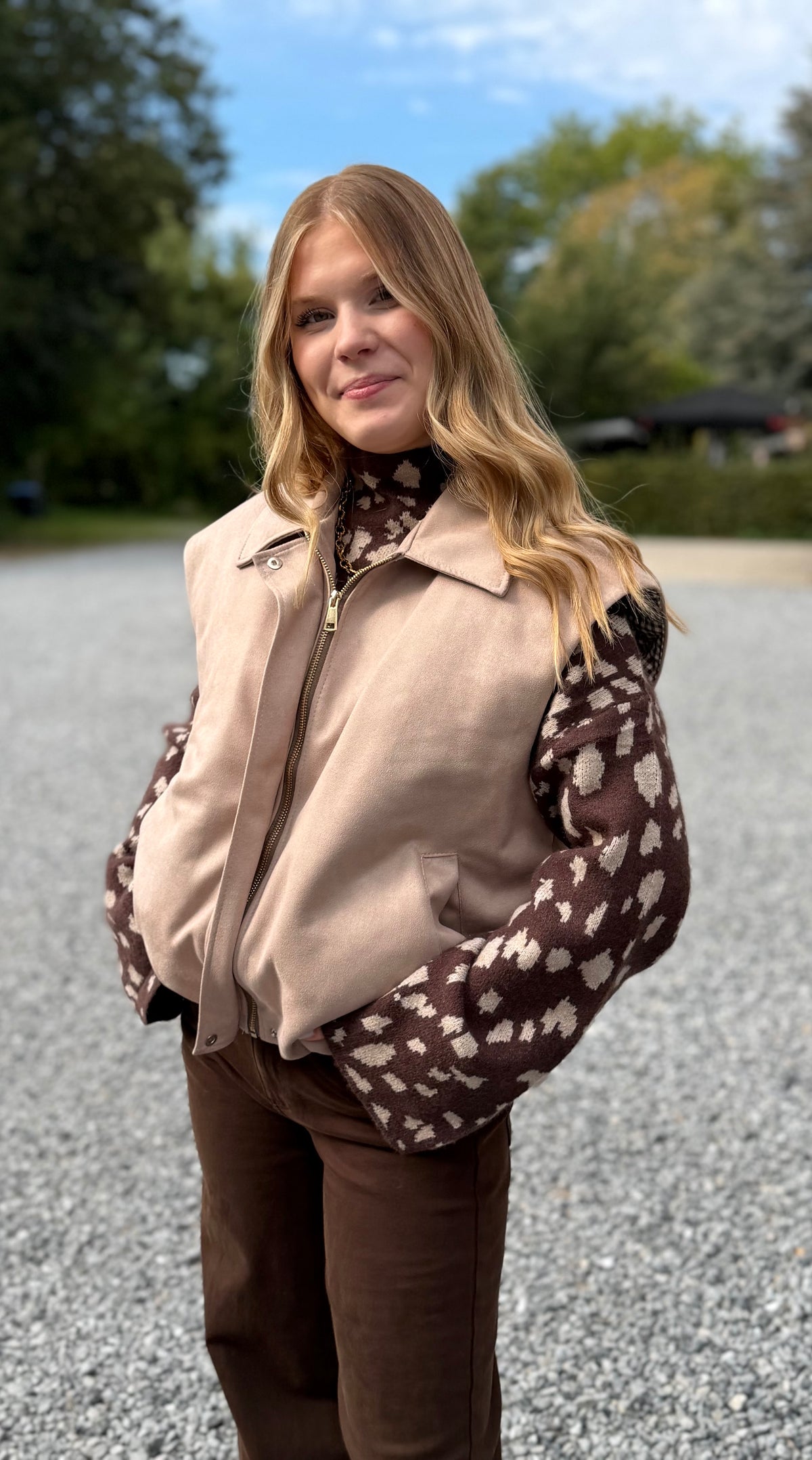 Veste sans manches camel