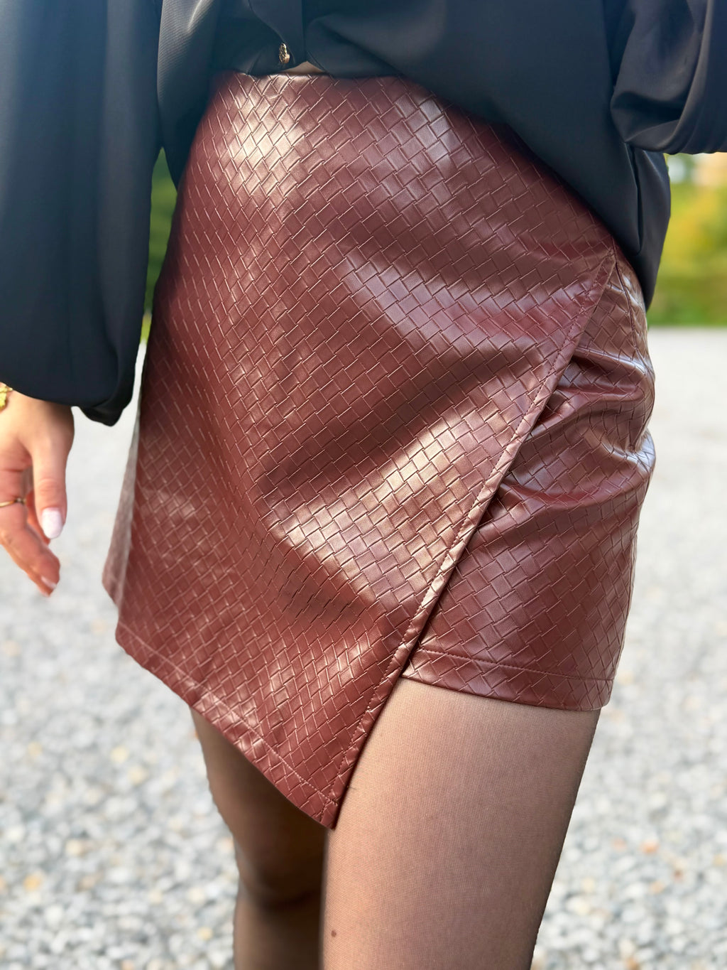 Jupe simili cuir bordeaux