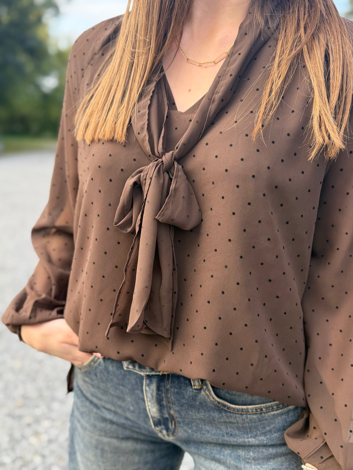 Blouse à pois chocolat