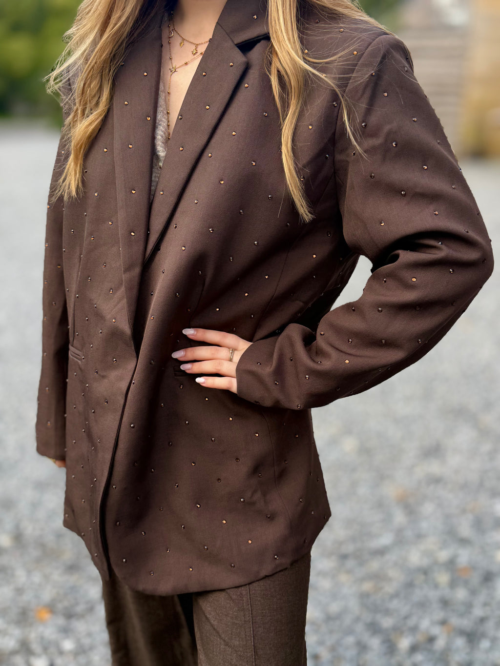 Blazer à strass chocolat