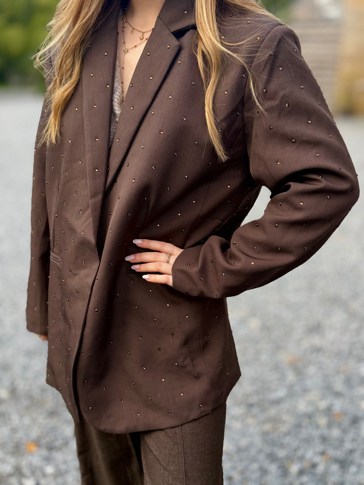 Blazer à strass chocolat
