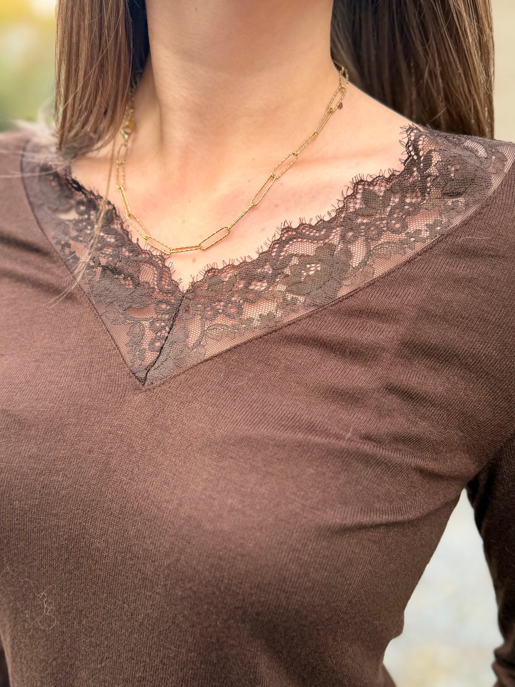 Blouse dentelle chocolat