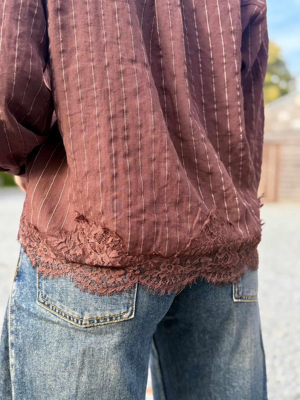Blouse chocolat rayée