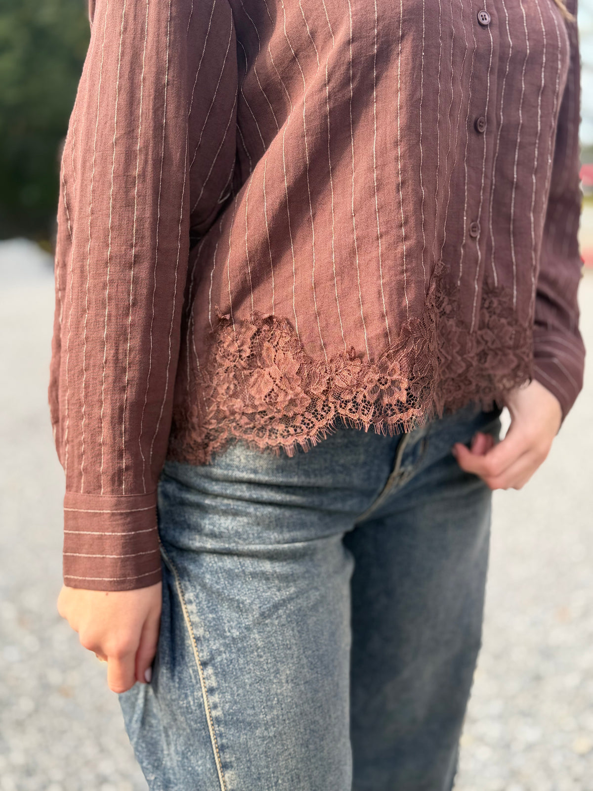 Blouse chocolat rayée
