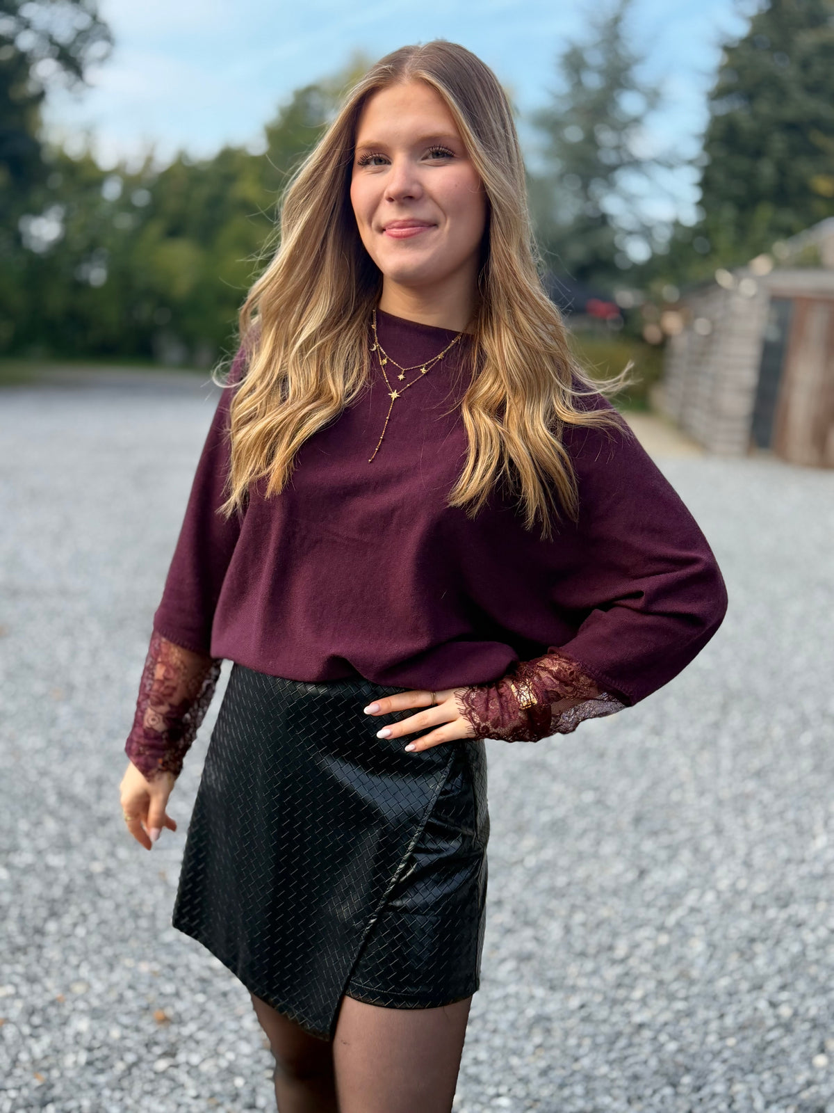 Pull Sony col rond bordeaux
