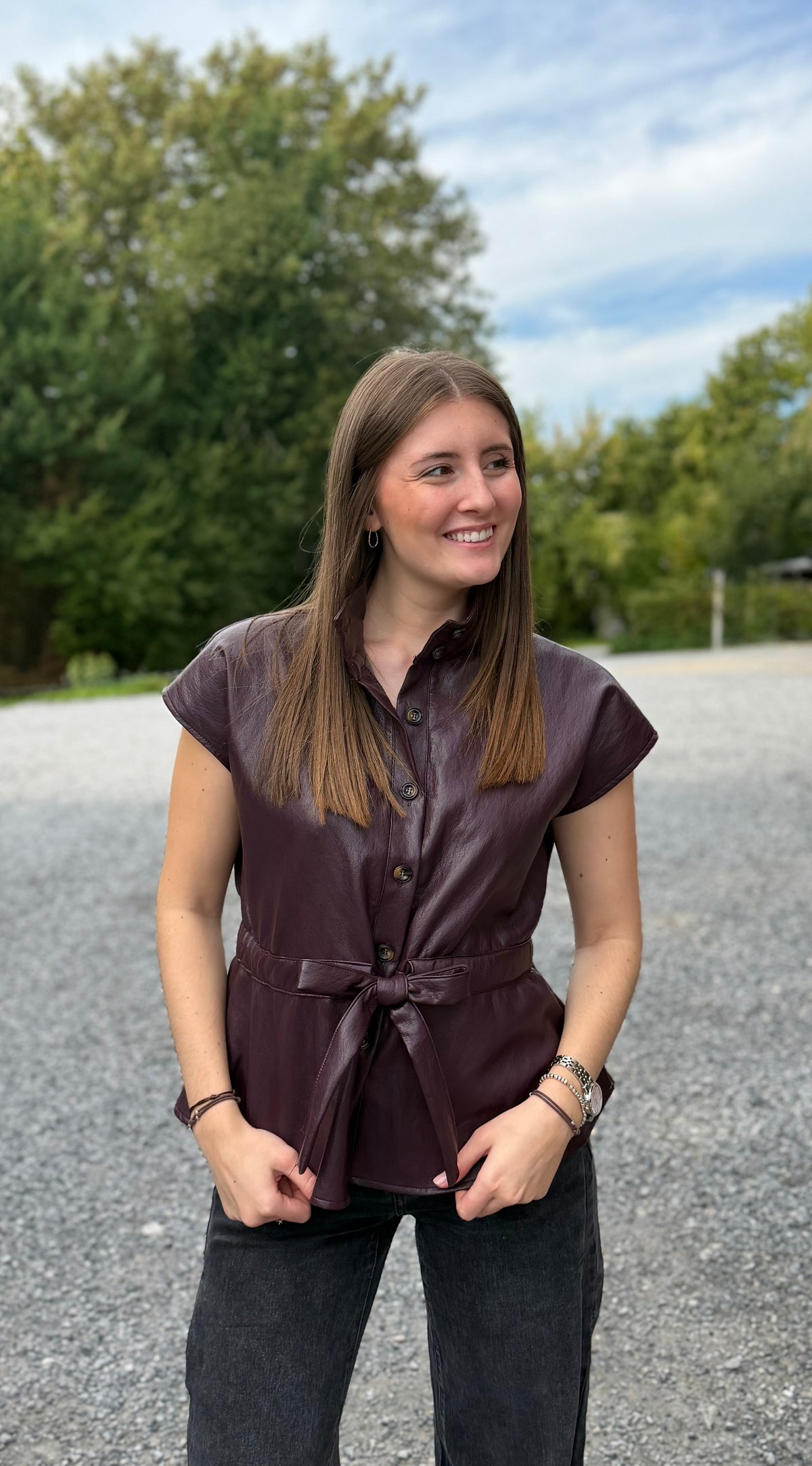 Gilet simili manches courtes bordeaux