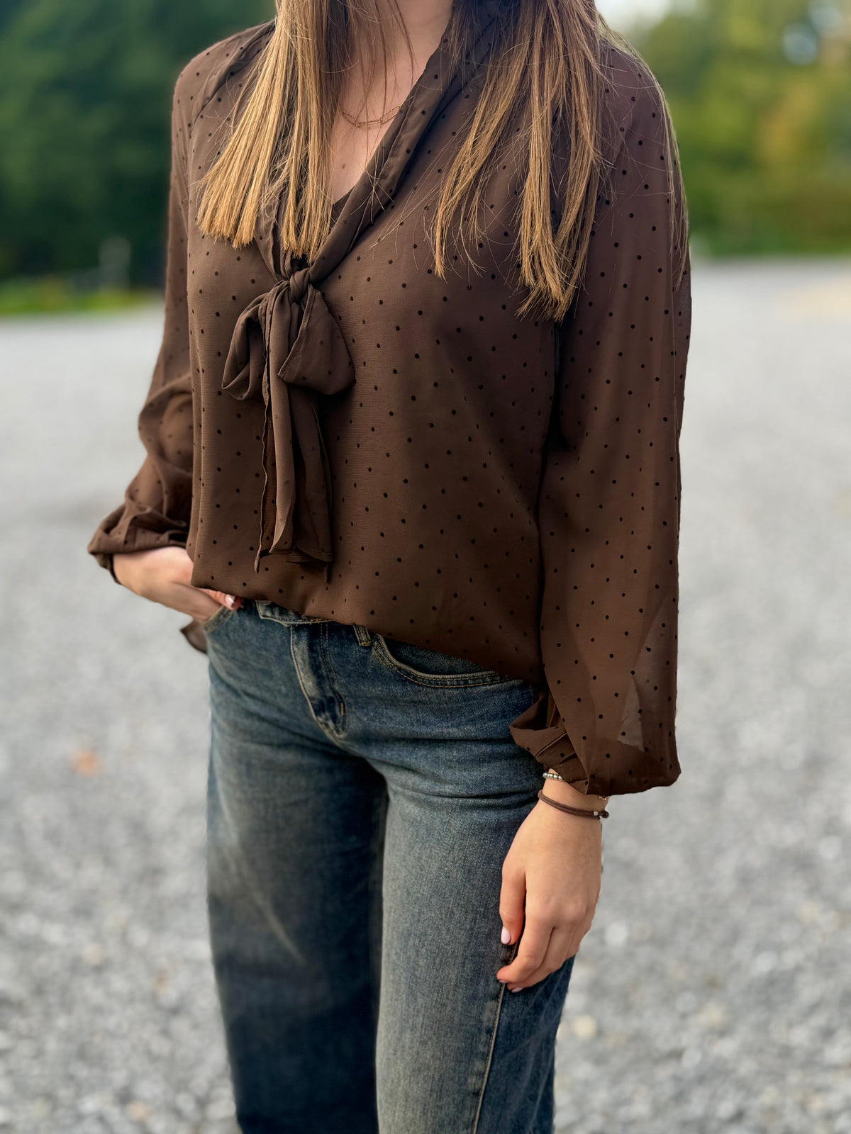 Blouse à pois chocolat
