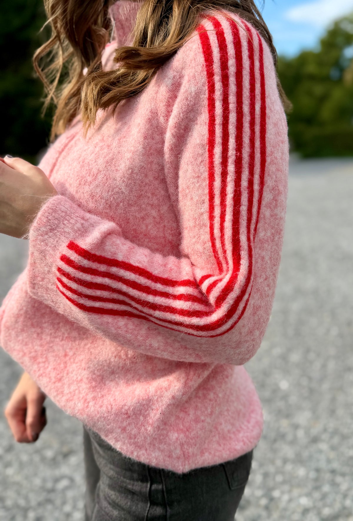 Gilet rose à rayures