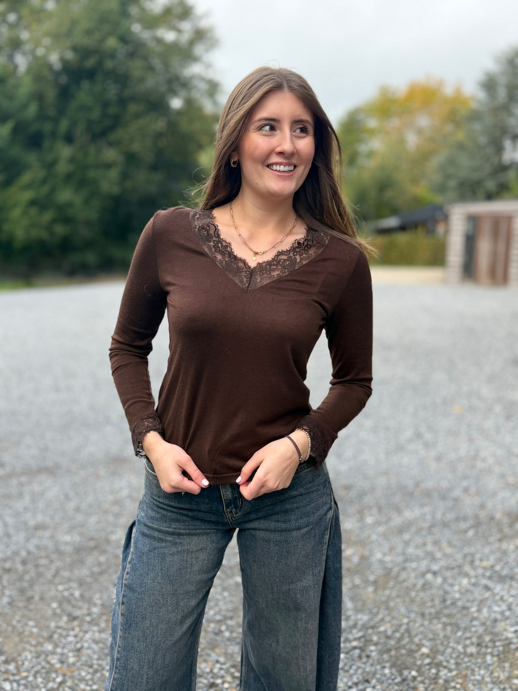 Blouse dentelle chocolat