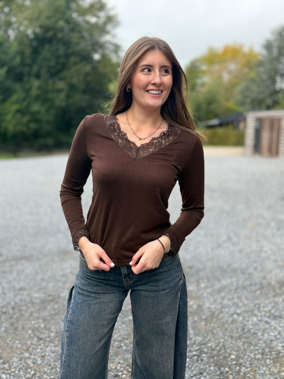 Blouse dentelle chocolat