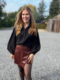 Jupe simili cuir bordeaux