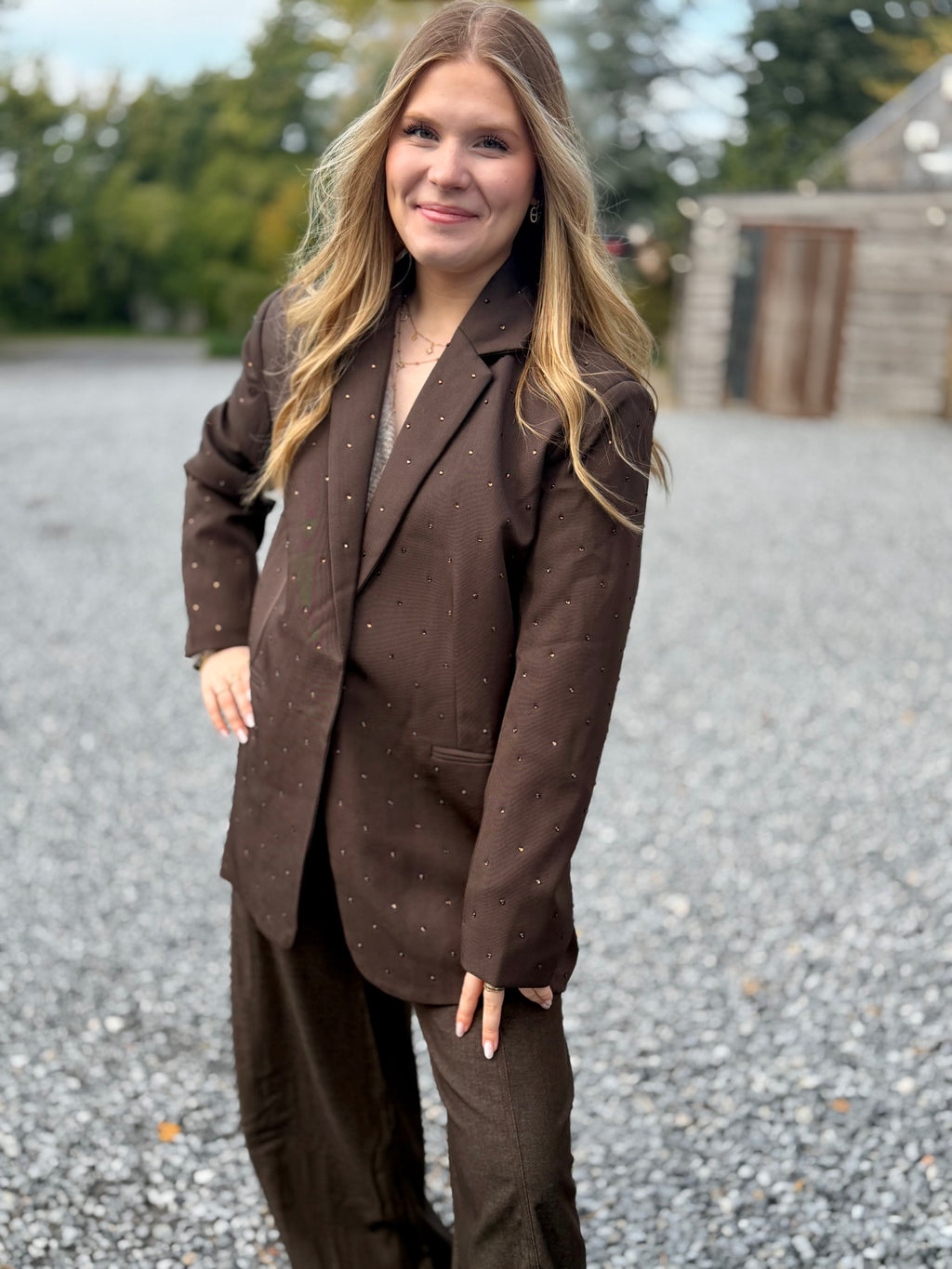 Blazer à strass chocolat