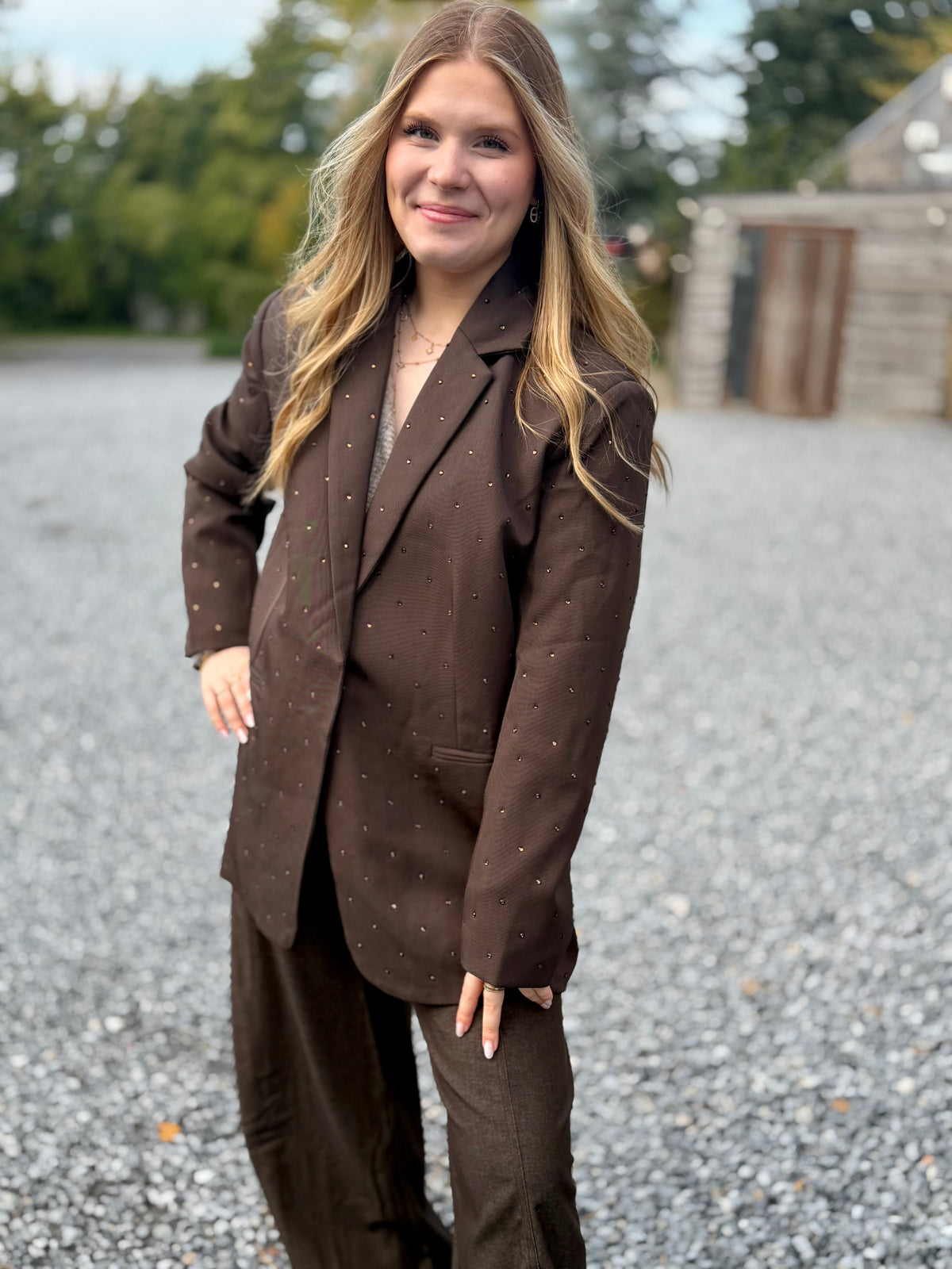 Blazer à strass chocolat